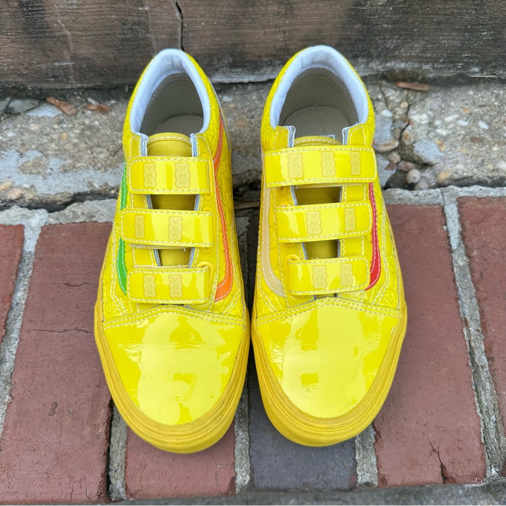 Vans x Haribo Gummy Bear Yellow Patent Old Skool Velcro Strap Sneakers Size 7.5 - Picture 3 of 14